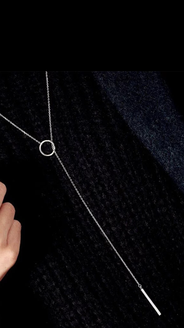Circle Strip Long Chain Necklace