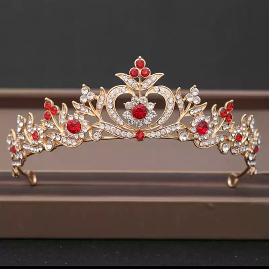 Red and clear color rhinestone tiara