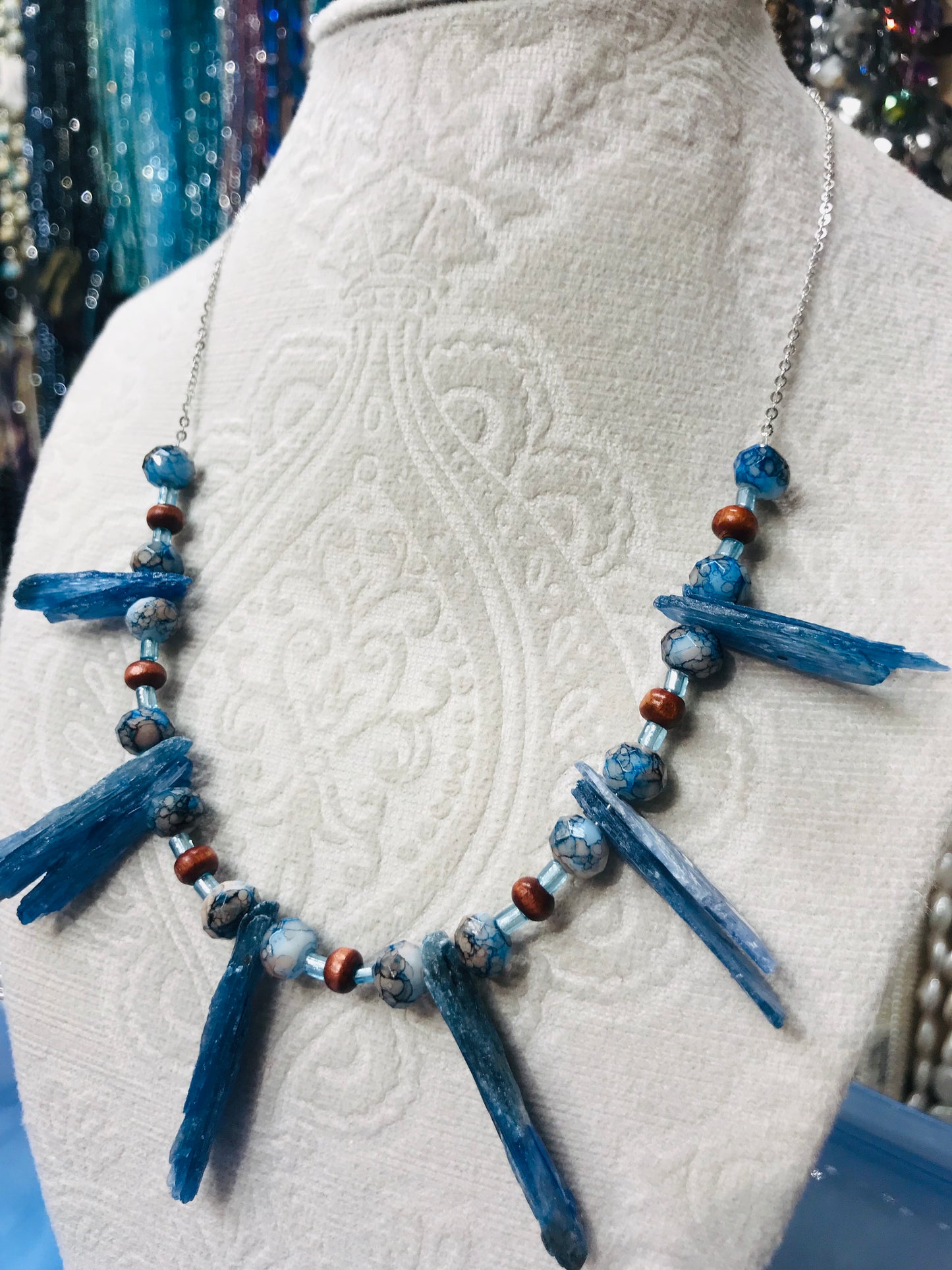 Free Spirits - Kyanite with natural stone beads necklace