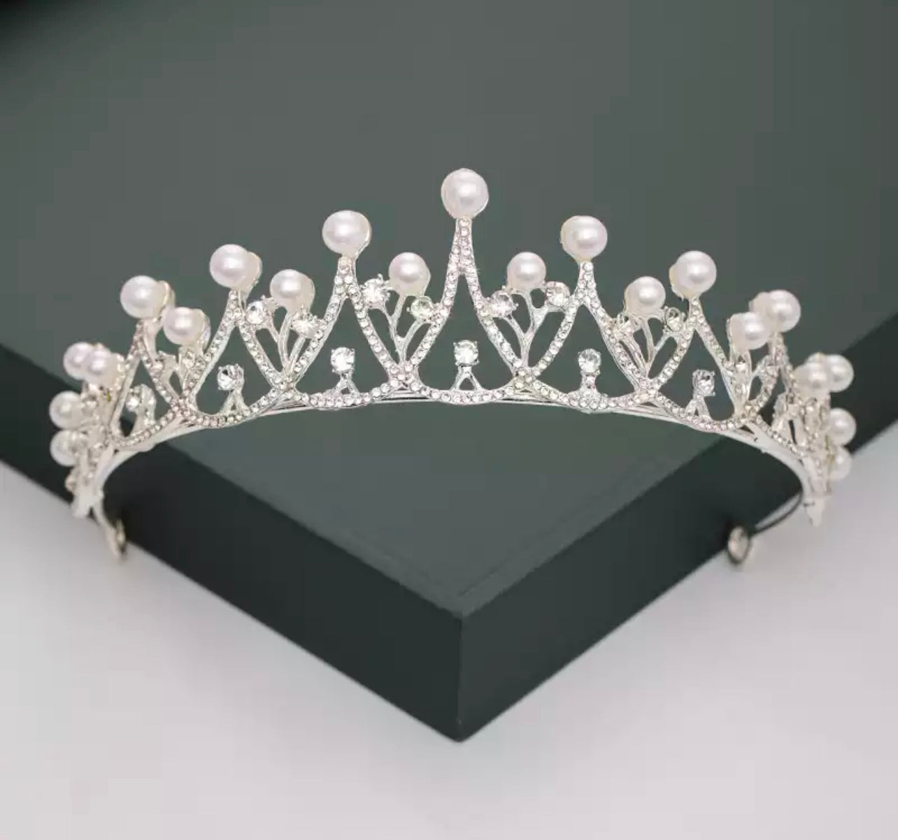 Rhinestone Pearl Tiara