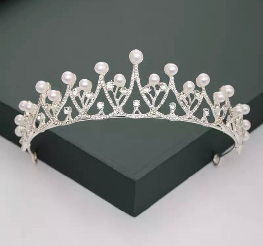 Rhinestone Pearl Tiara