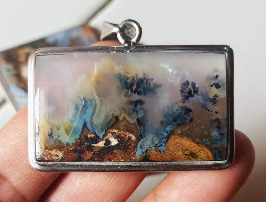 Unique natural Dendrite Chalcedony Agate pendant