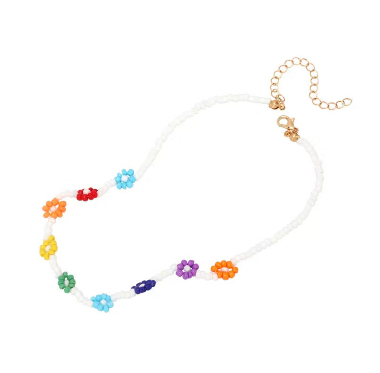 Seed beads daisy necklace