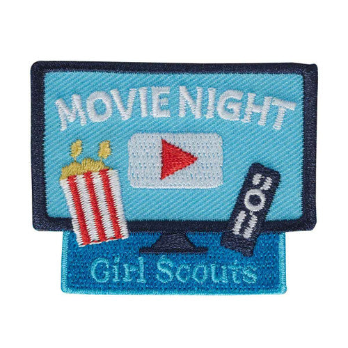 movie night tv iron on patch