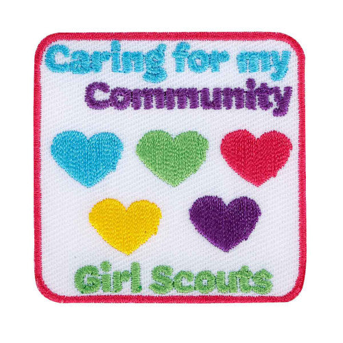 caring for my community hearts iron on patch