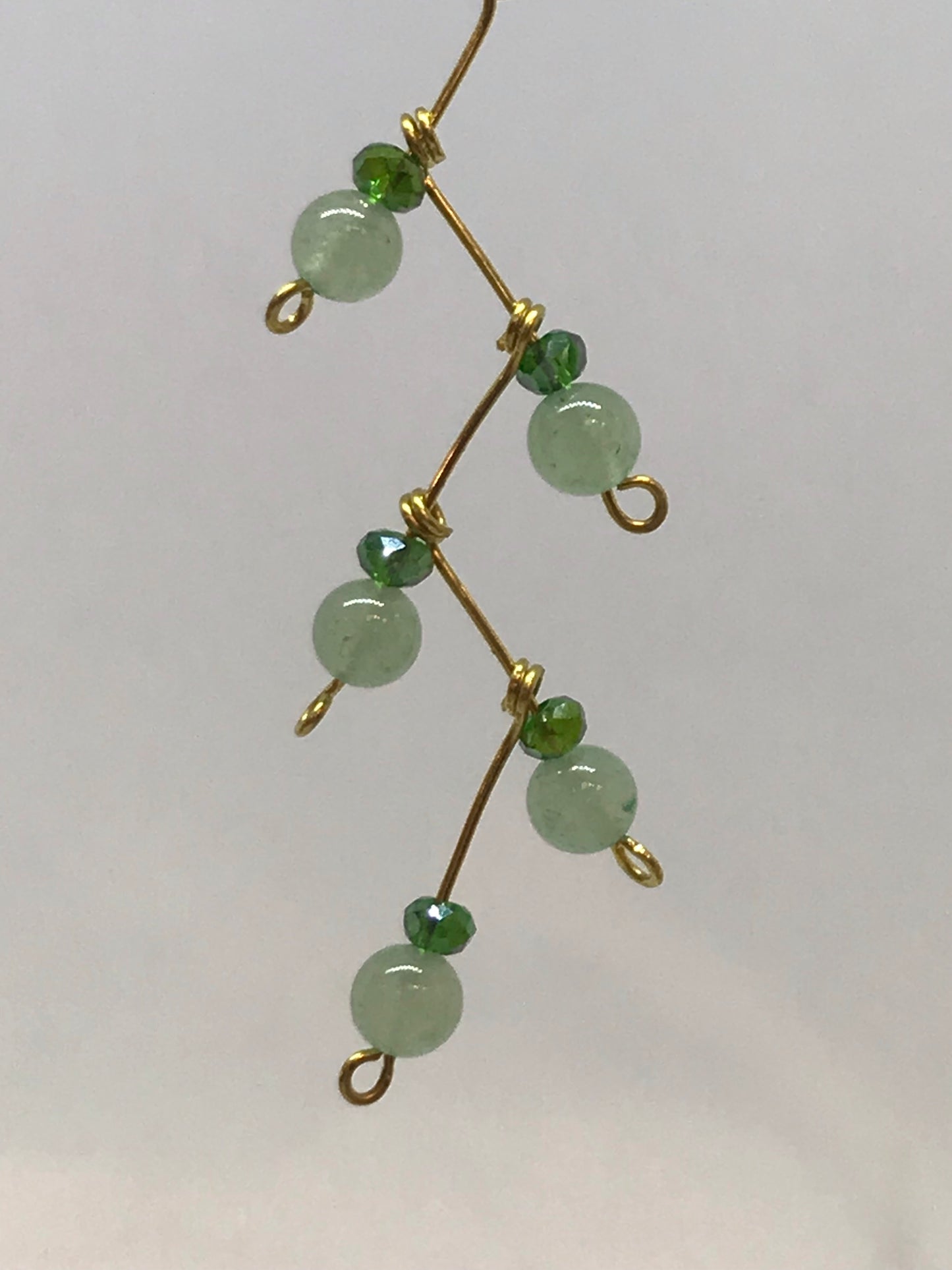Green Drop Wire Wrap Earrings