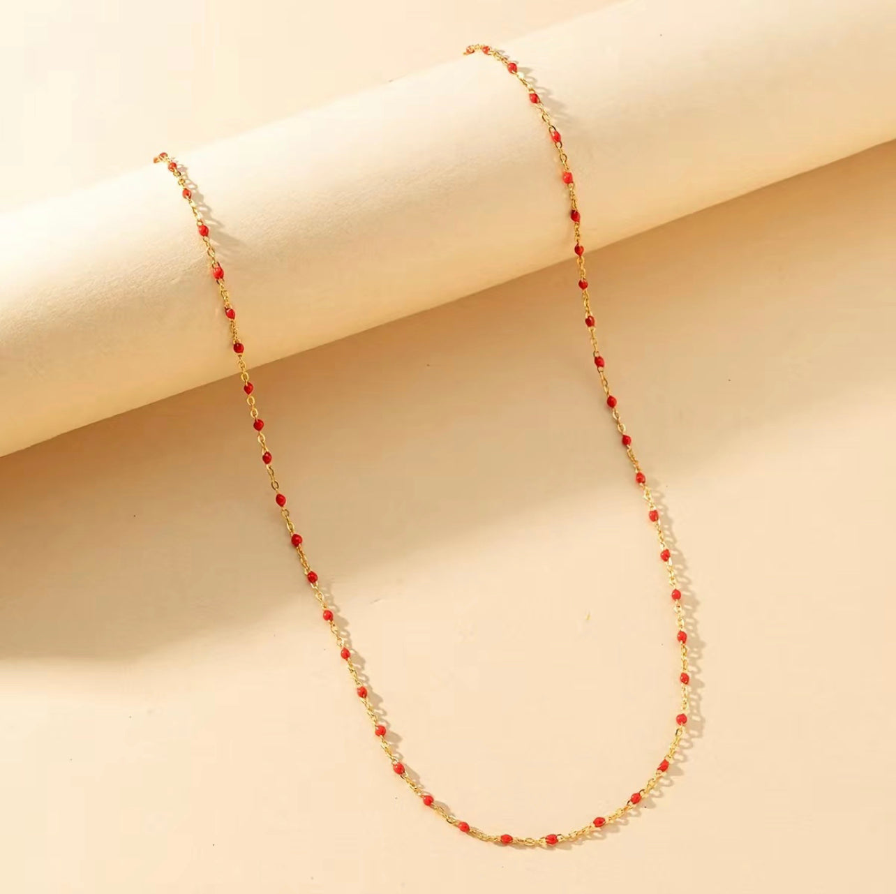 Stainless steel enamel gold plated necklace