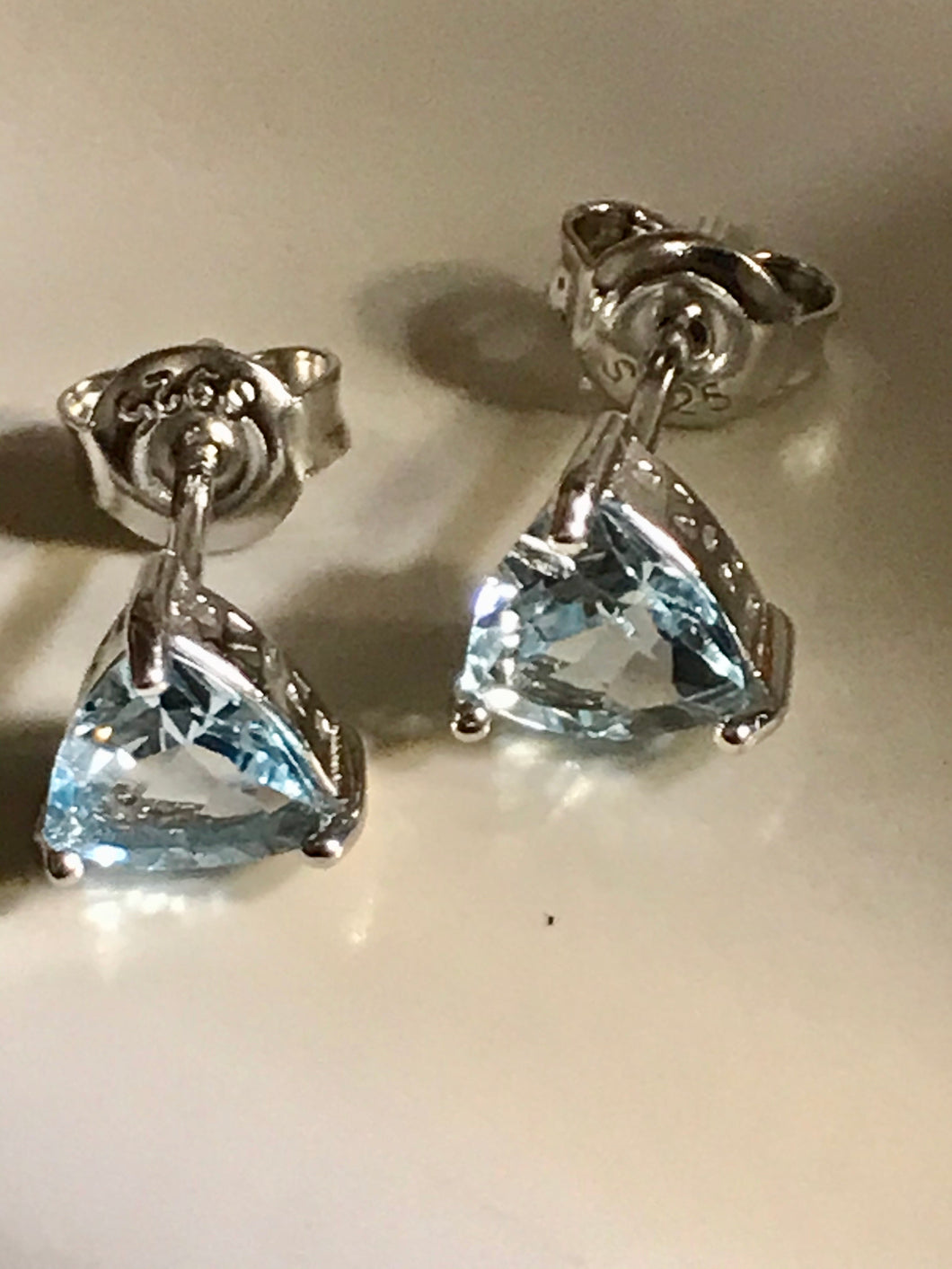 Natural Aquamarine Semi-precious Birthstones Stud Earrings