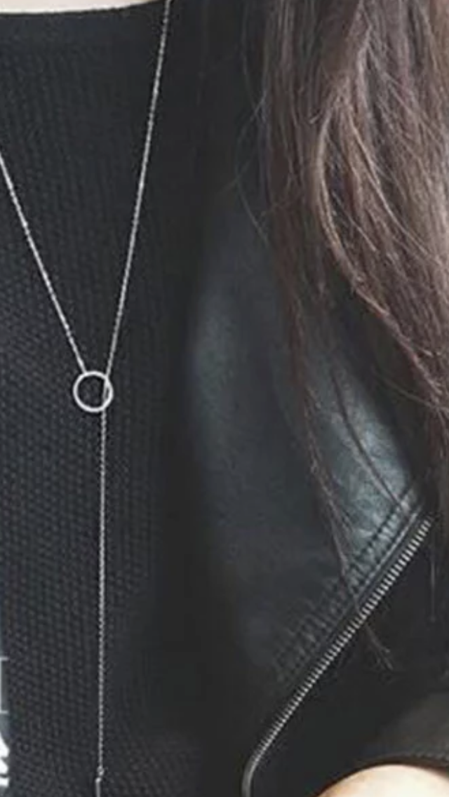Circle Strip Long Chain Necklace