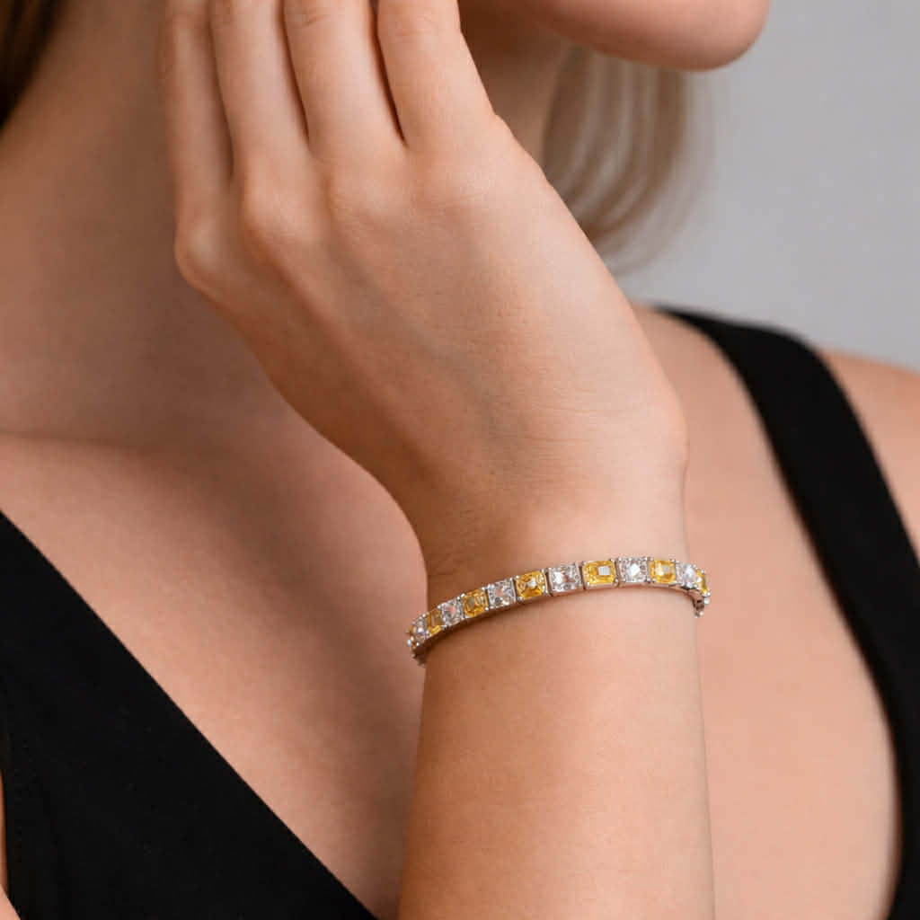 Lab grown radiant cut tennis bracelet