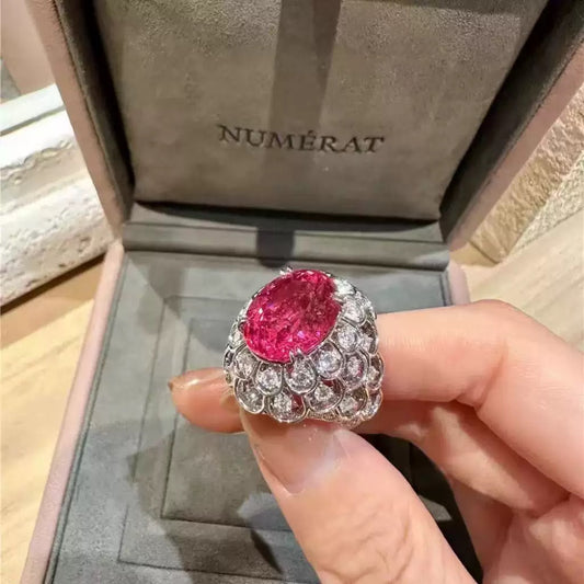 Synthetic Ruby cubic zirconia ring