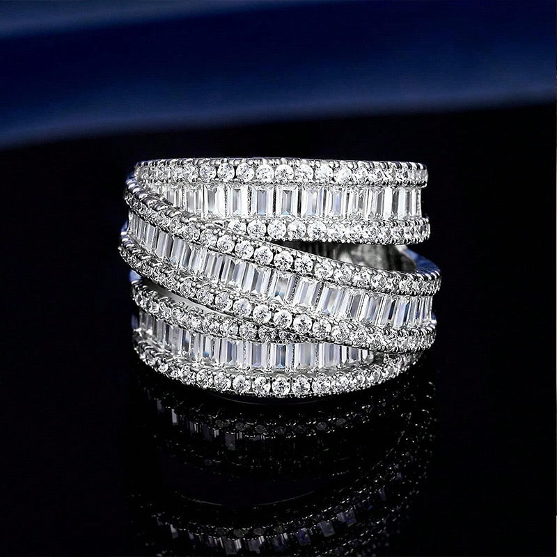Cross boarder baguette cubic zirconia band
