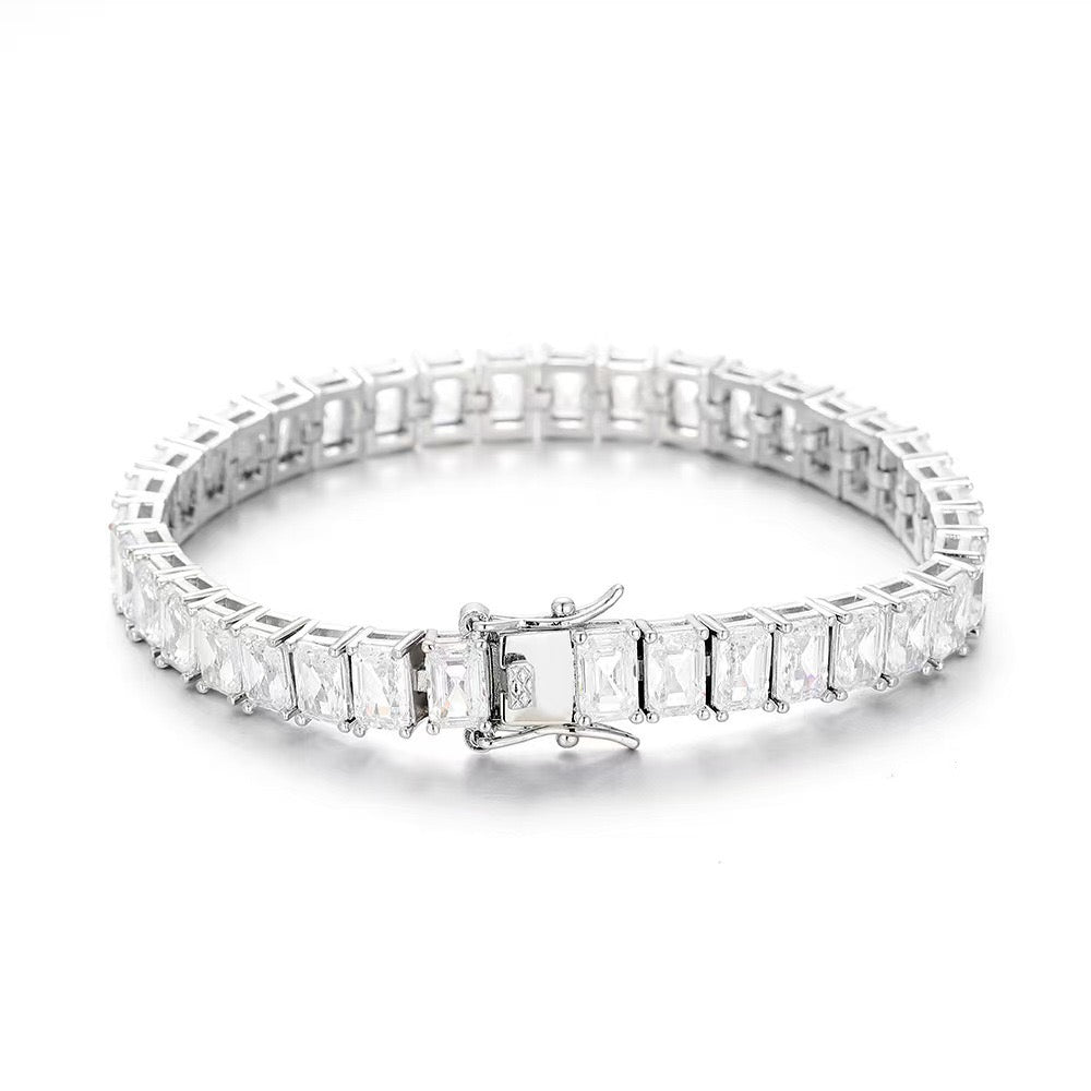 Square princess cut cubic zirconia tennis bracelet