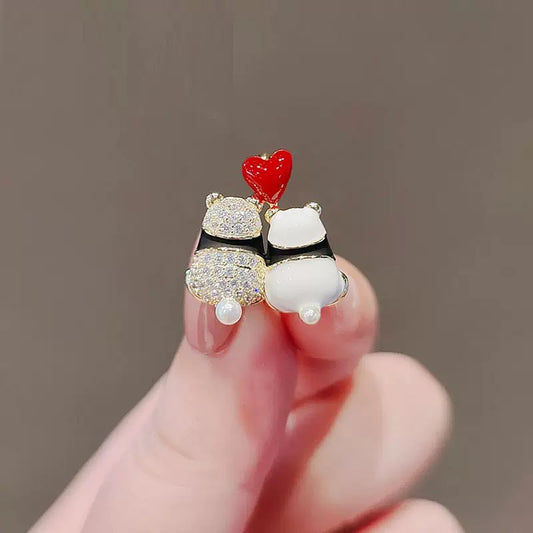 Cute puff love panda heart pin