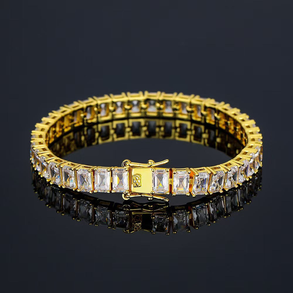 Square princess cut cubic zirconia tennis bracelet