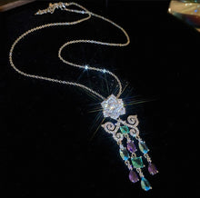 Load image into Gallery viewer, Rose butterfly pendant and chandeliers earring

