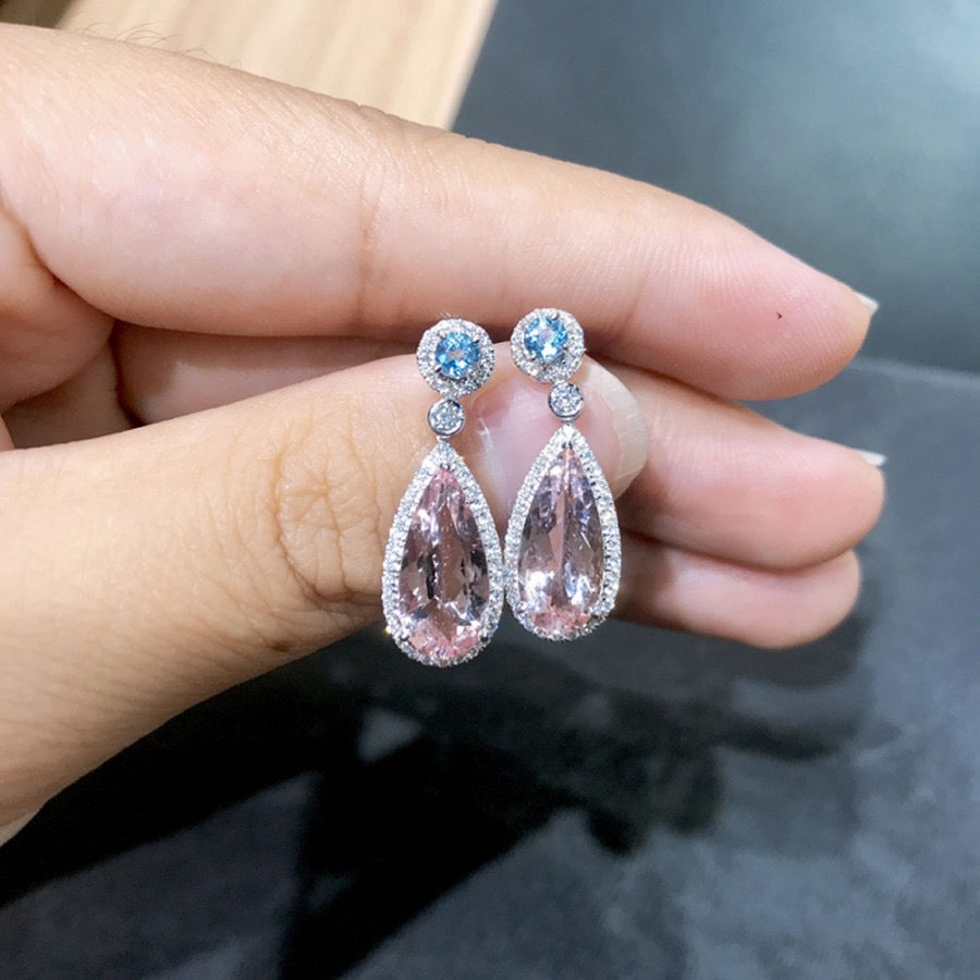 Elegant dangle drop earring in cubic zirconia