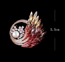 Load image into Gallery viewer, Crystal Peacock Brooch with Pearl Accent
