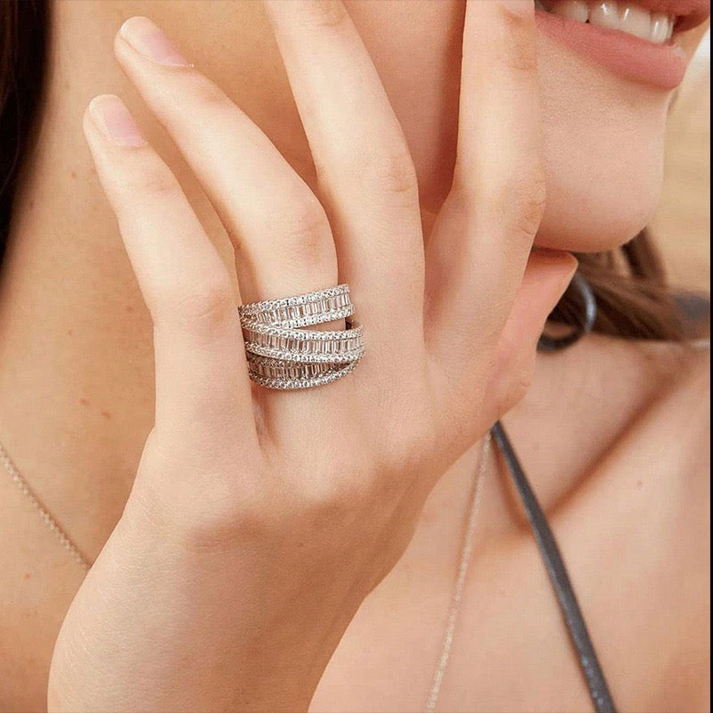 Cross boarder baguette cubic zirconia band