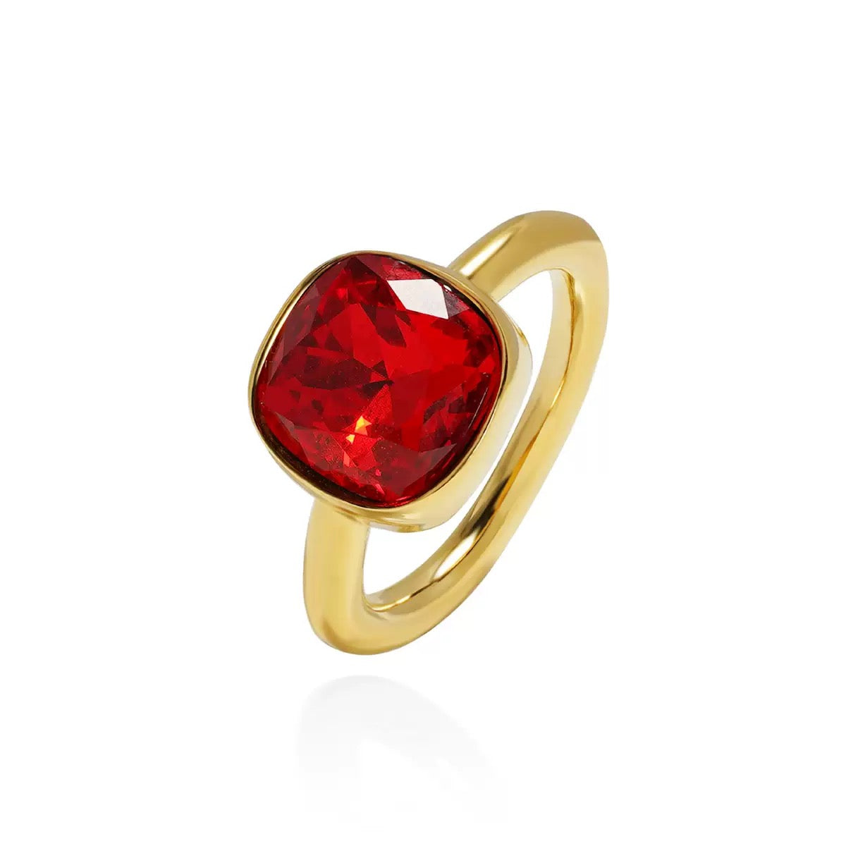 Cushion crystal bezel set ring
