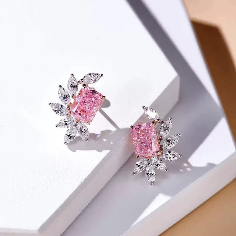 Simulant Emerald, Pink, Citrine Earring Studs