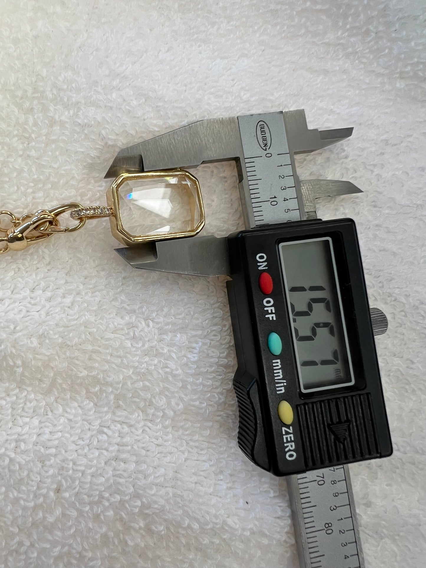 Rectangle crystal case necklace