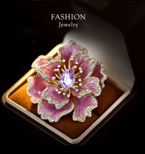 Load image into Gallery viewer, Elegant Pink and Gold Floral Brooch
