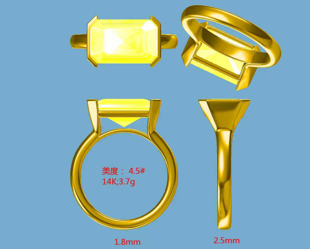 Custom make 14k yellow gold half bezel set lab grown diamond ring