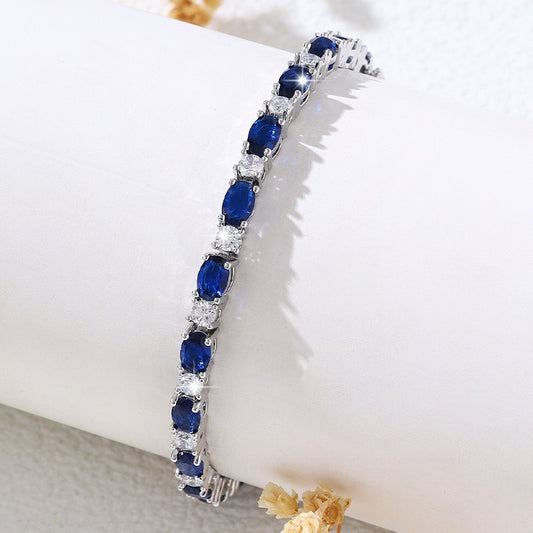 Oval cubic zirconia tennis bracelet