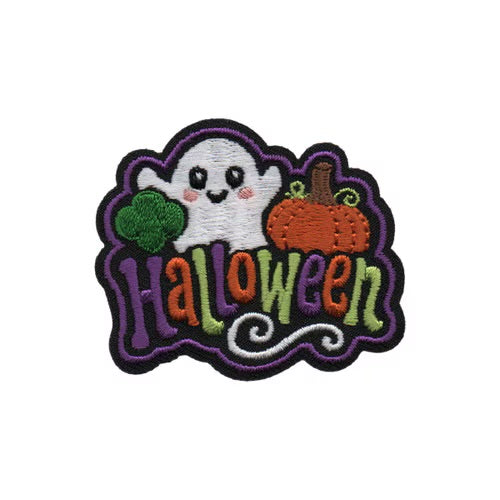 Halloween Ghost and Pumpkin Iron-On Patch