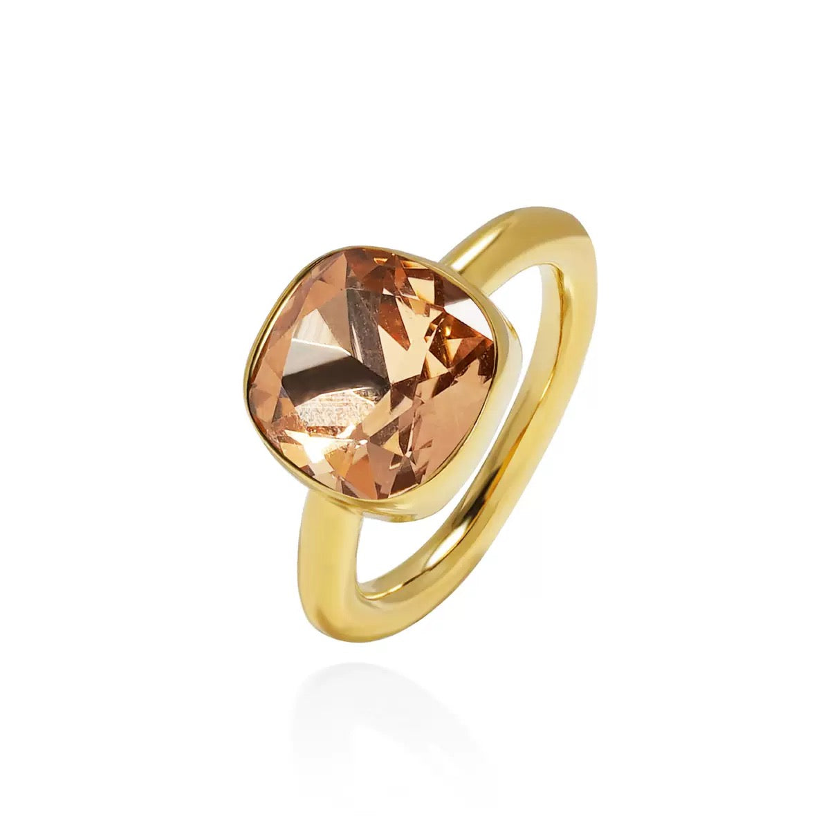 Cushion crystal bezel set ring