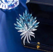 Load image into Gallery viewer, Elegant Blue and Silver Crystal Brooch
