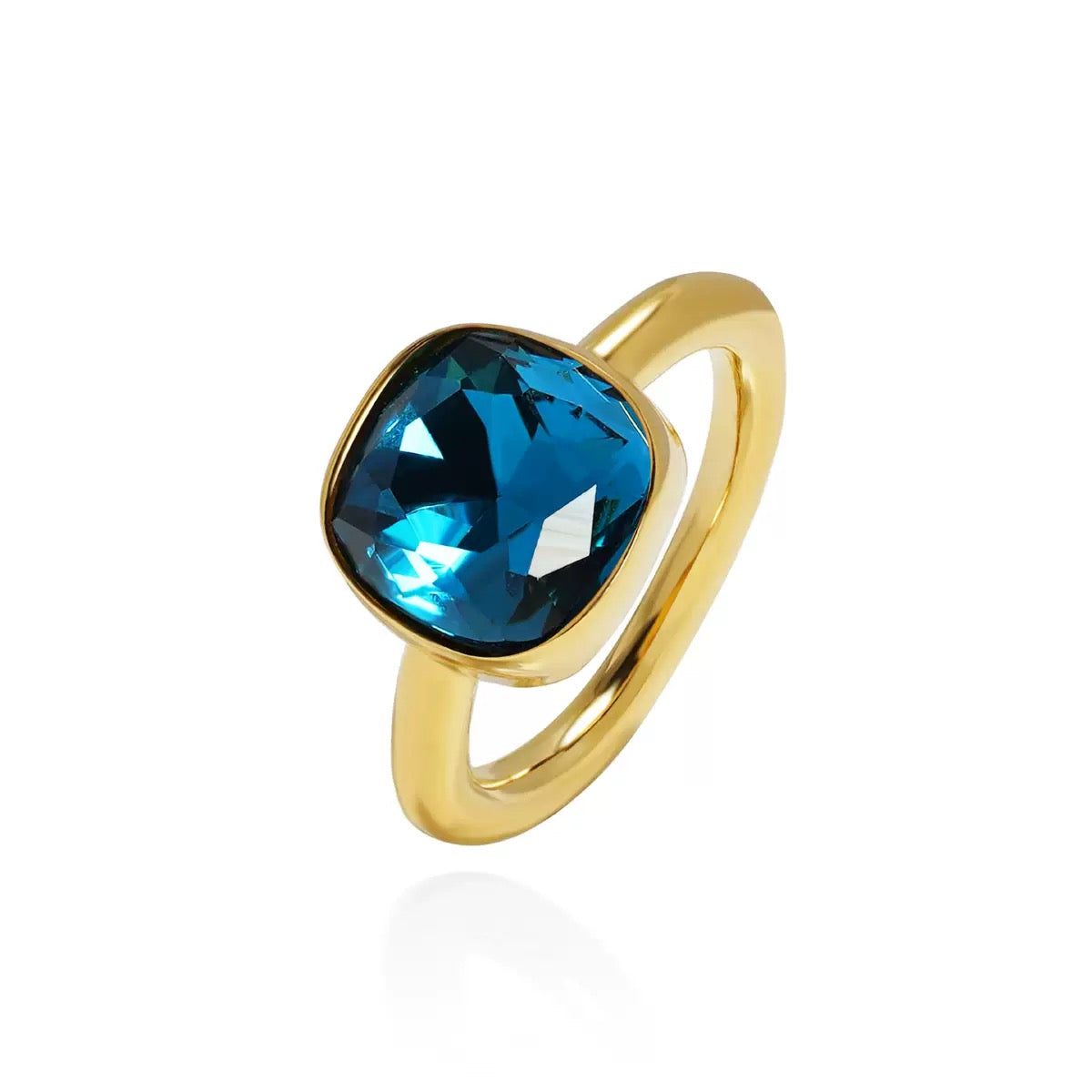 Cushion crystal bezel set ring