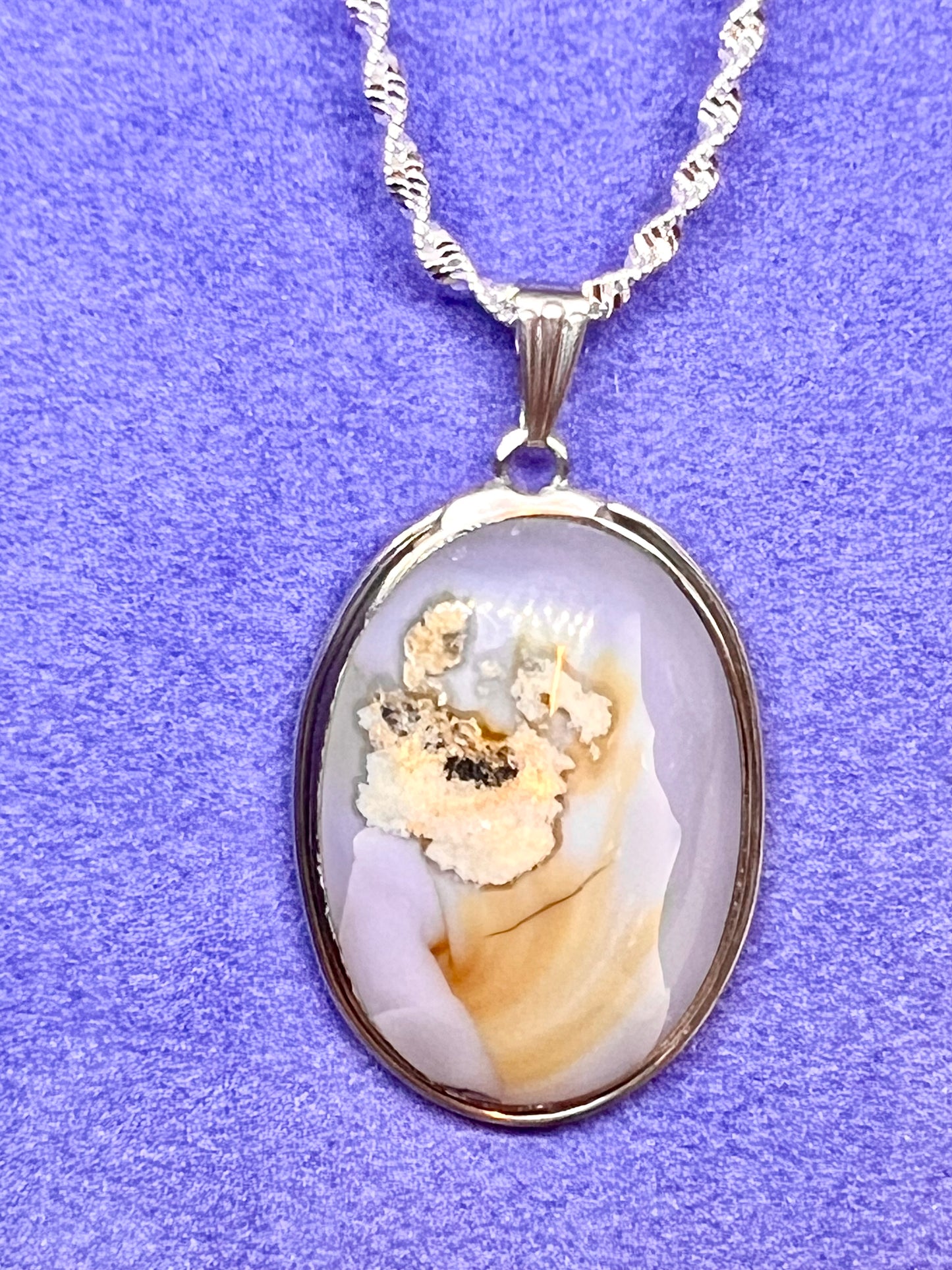 Natural chalcedony pendant