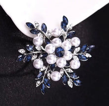 Load image into Gallery viewer, Elegant Blue and Silver Brooch
