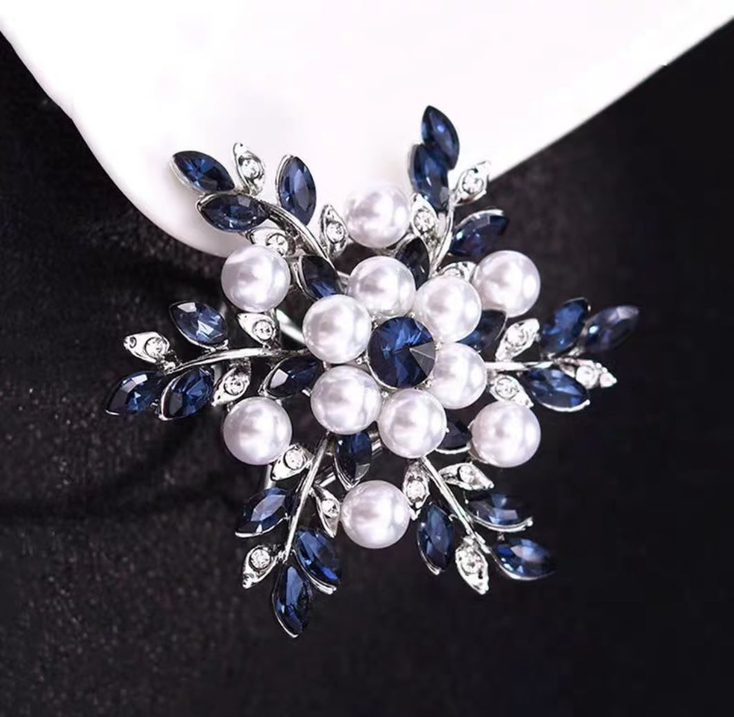 Elegant Blue and Silver Brooch