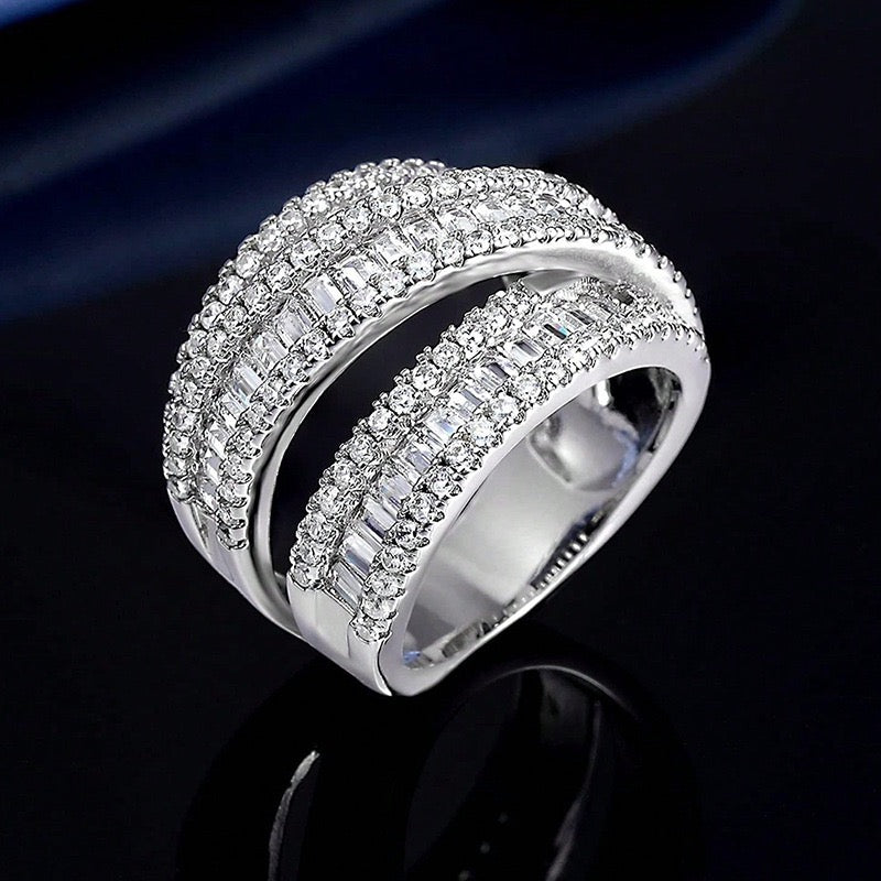 Cross boarder baguette cubic zirconia band