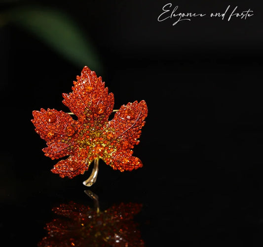 Elegant Maple Leaf Brooch - Orange