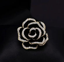 Load image into Gallery viewer, Elegant Black Rose Crystal Brooch
