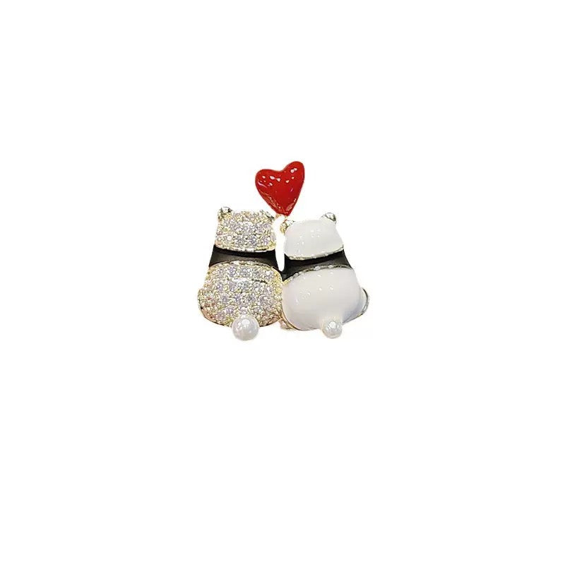 Cute puff love panda heart pin