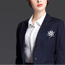 Load image into Gallery viewer, Elegant Blue and Silver Brooch
