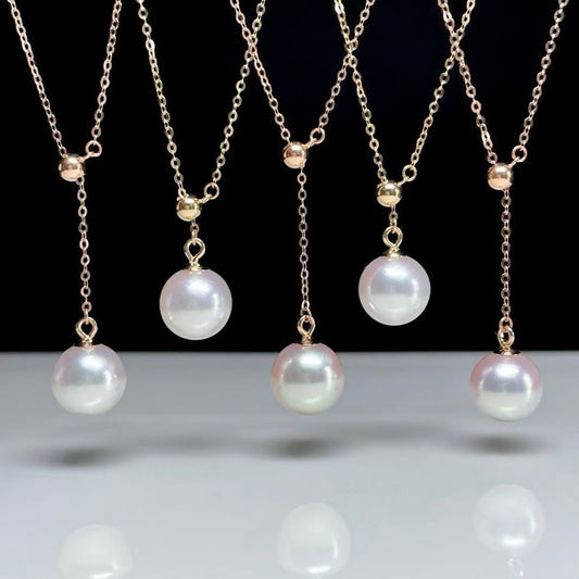 18k gold adjustable pearl drop necklace