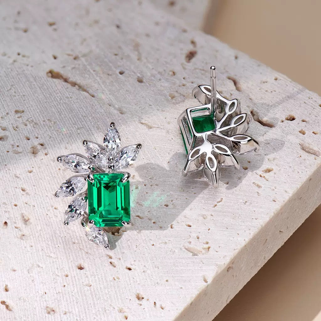 Simulant Emerald, Pink, Citrine Earring Studs