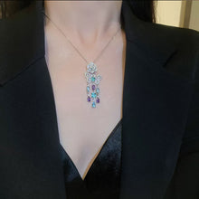 Load image into Gallery viewer, Rose butterfly pendant and chandeliers earring
