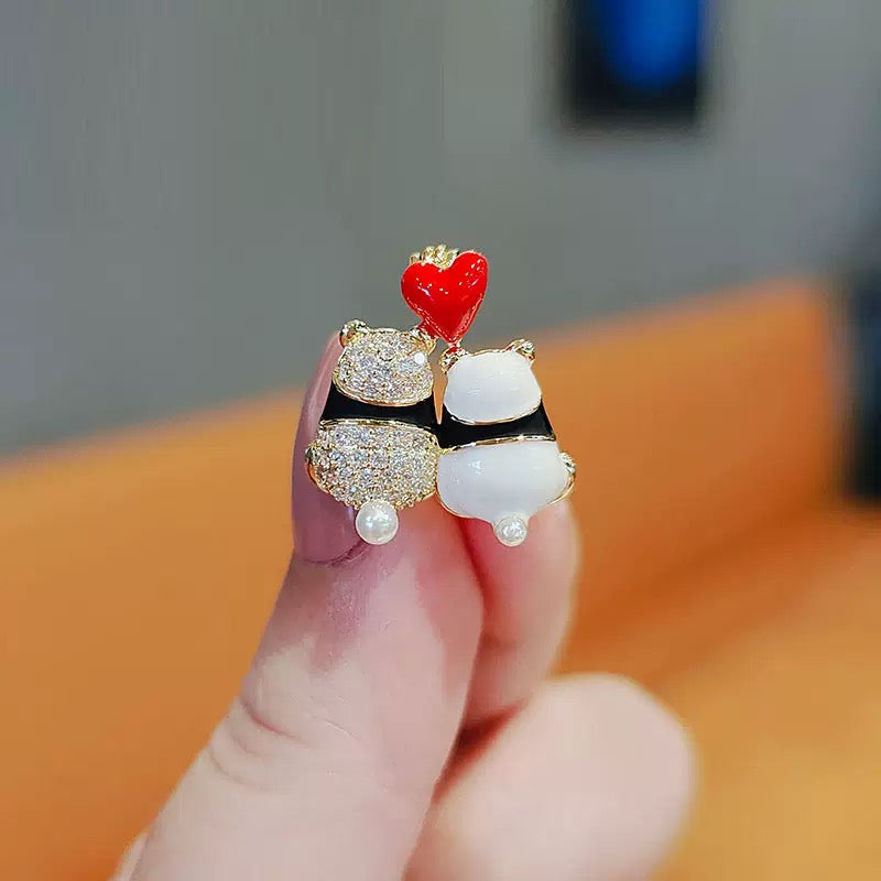 Cute puff love panda heart pin