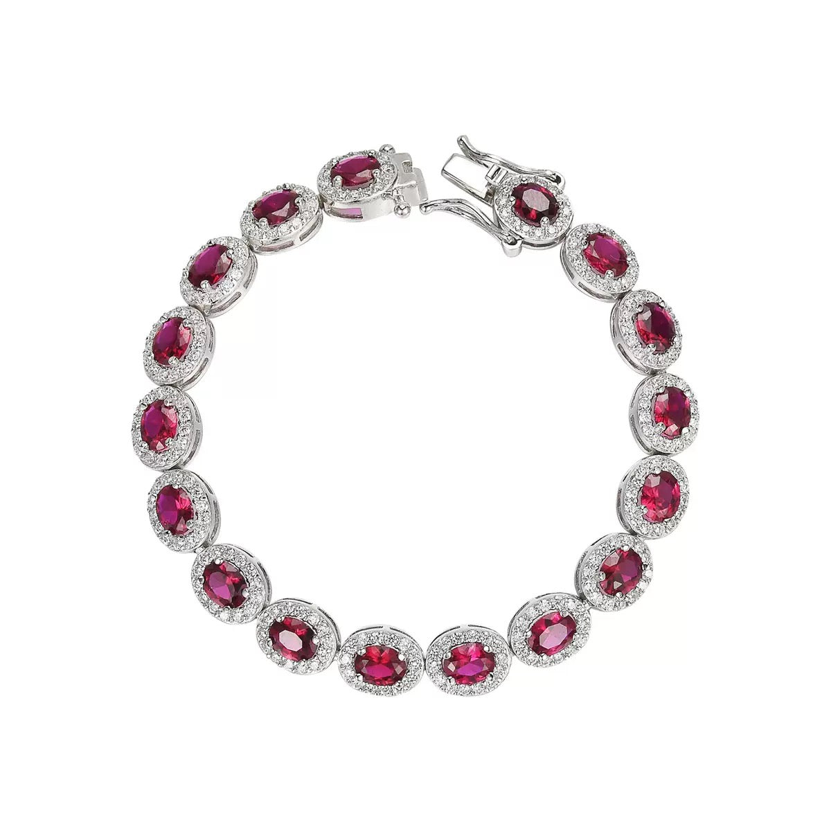 Lab grown Ruby cubic zirconia tennis bracelet in sterling silver