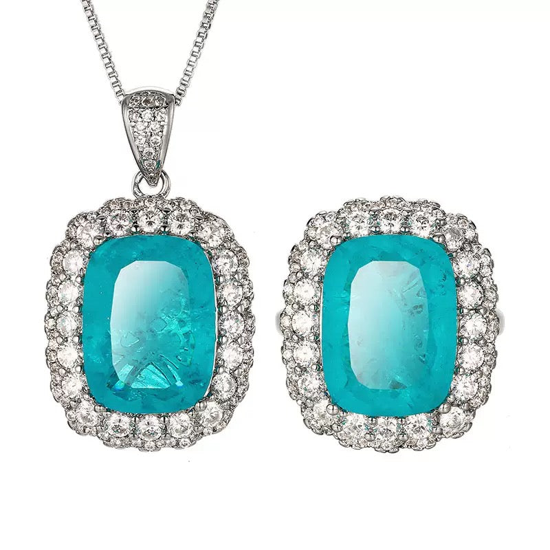 Imitation Paraiba ring or pendant necklace