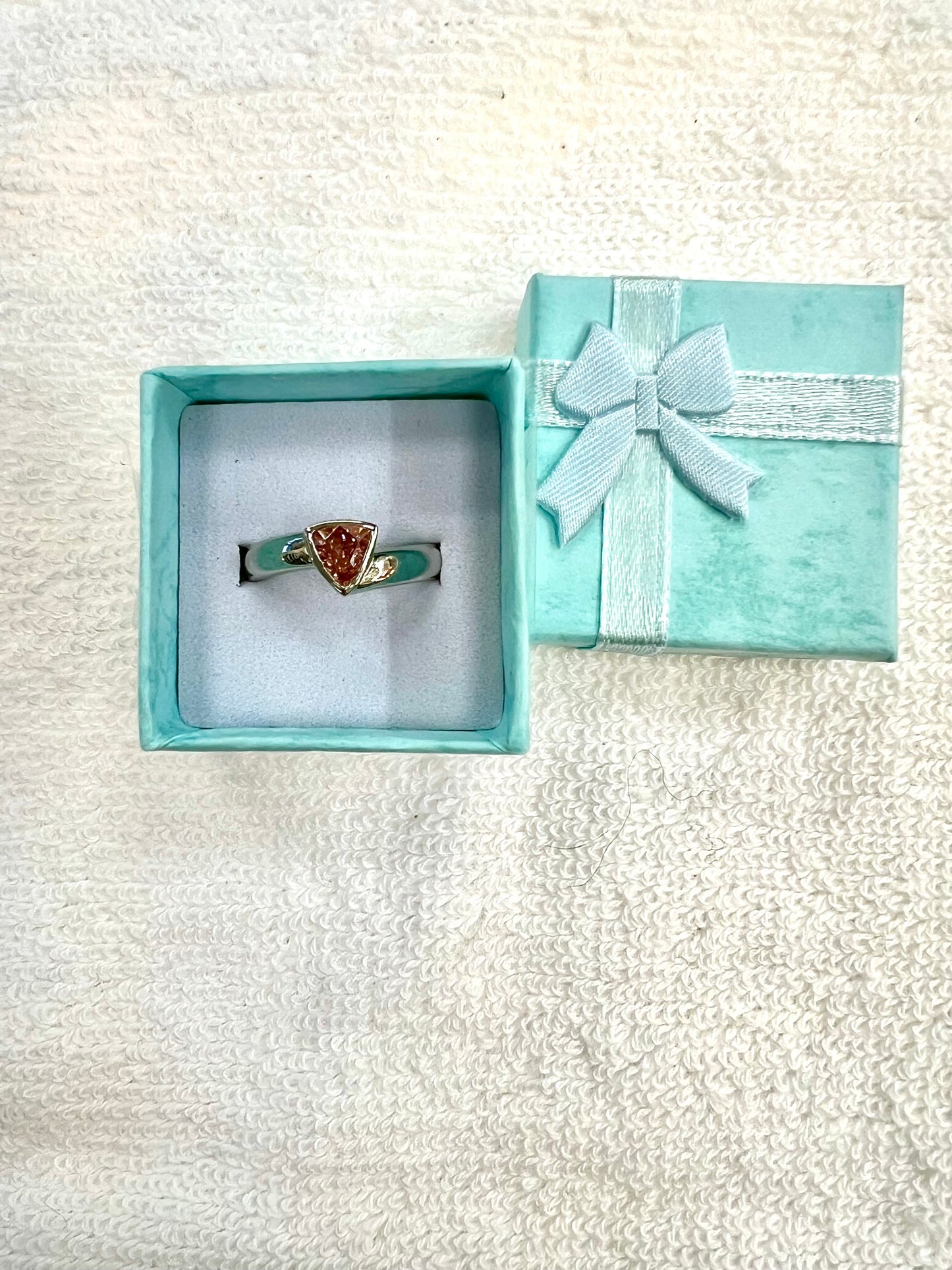 Custome make 14 karat white gold lab pink diamond ring