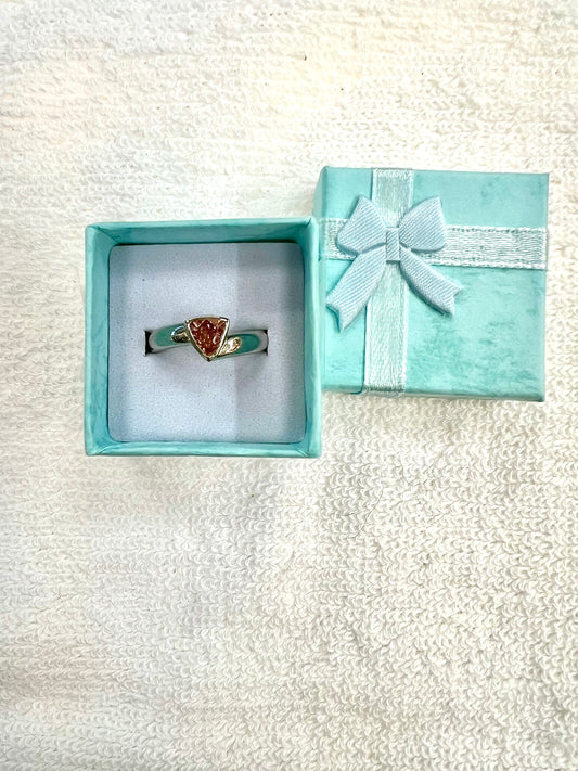 Custome make 14 karat white gold lab pink diamond ring