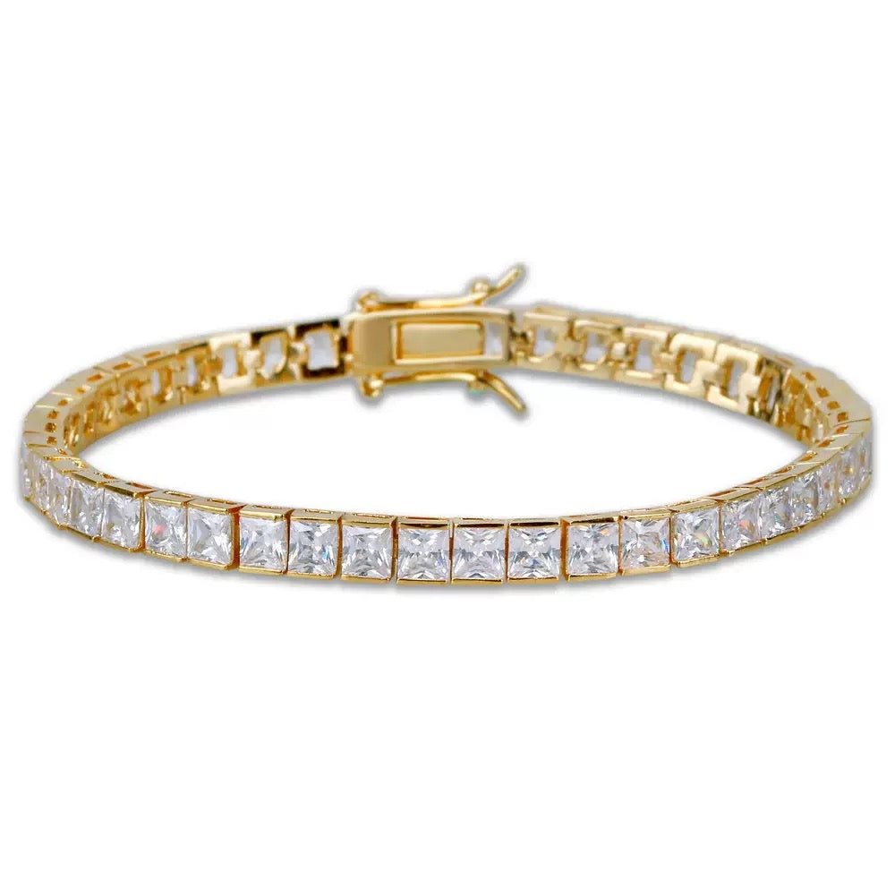 Square cut cubic zirconia tennis bracelet